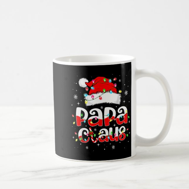 Caneca De Café Papa Claus Funny Christmas Lights Pajama Family Ma (Direita)