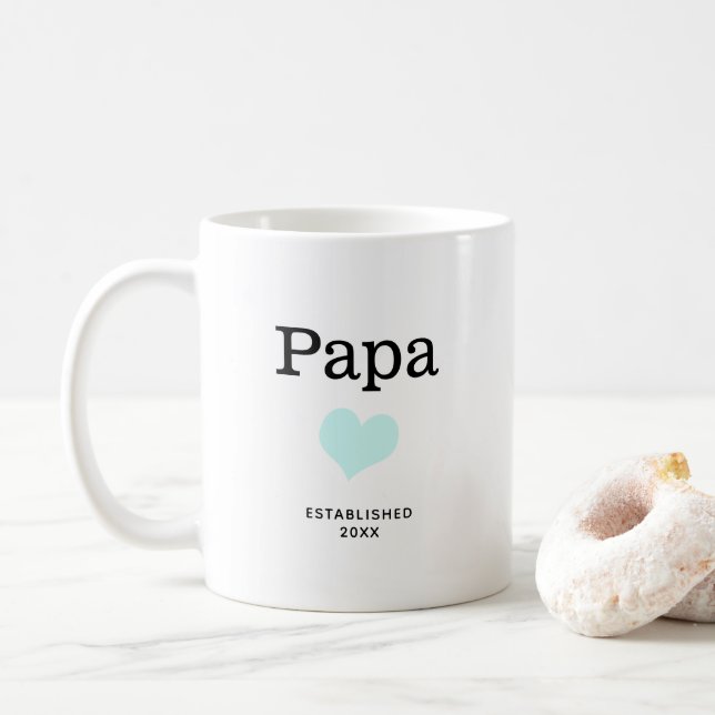 Caneca De Café Papá, Coração Azul, Foto do Solteiro Personalizada (Com Donut)
