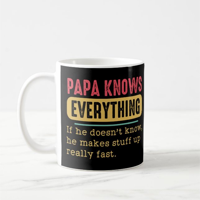 Caneca De Café Papá Engraçado Sabe Tudo (Esquerda)