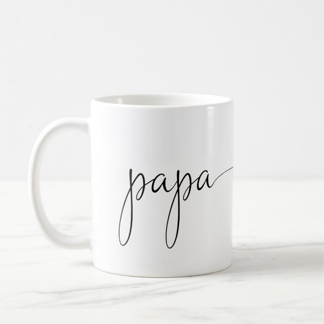 Caneca De Café Papa Script Heart | Presente de Pai Personalizado  (Esquerda)
