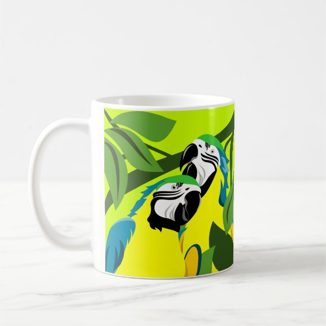 Caneca De Café Papagaio Amarelo-Azul (Esquerda)
