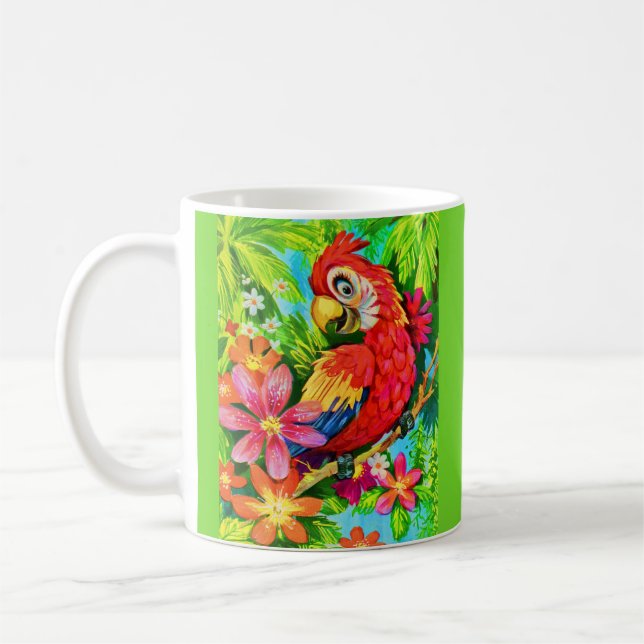 Caneca De Café papagaio colorido brilhante (Esquerda)