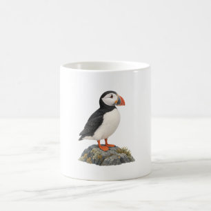 Caneca De Café Papagaio-do-mar em uma Rocha Costeira