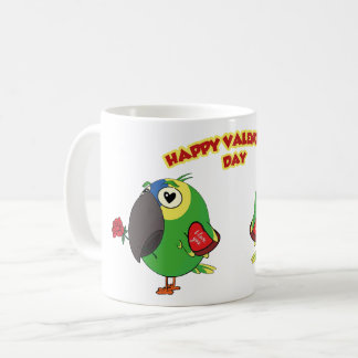 CANECA DE CAFÉ PAPAGAIO FELIZ NO DIA DOS NAMORADOS
