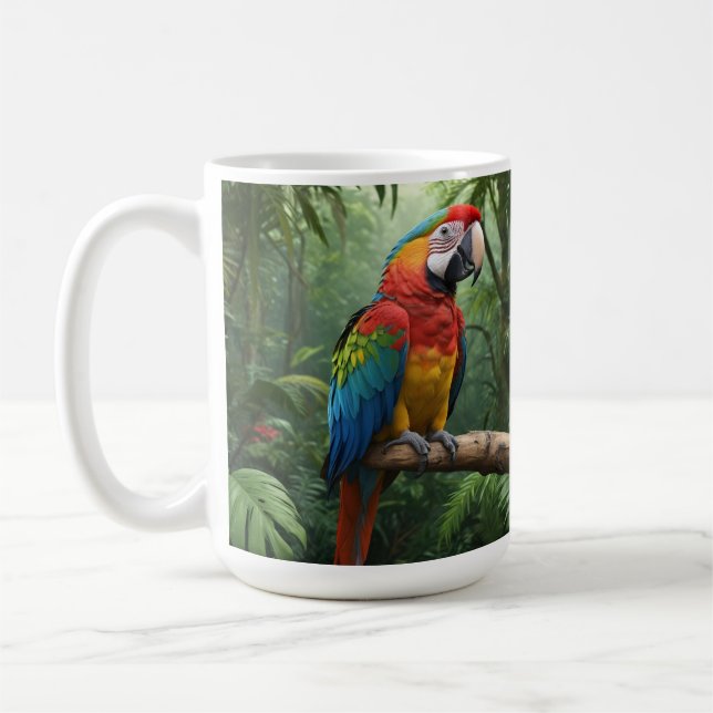 Caneca De Café Papagaio Macaw na Selva (Esquerda)