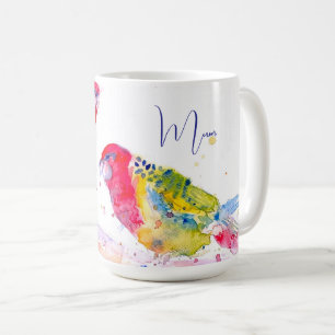 Caneca De Café Papagaio Rosella Vermelho Papagaios Pássaros Aquar