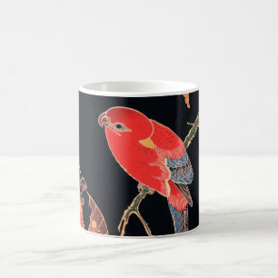 Caneca De Café Papagaio Vermelho no Ramal de uma Árvore por Ito J