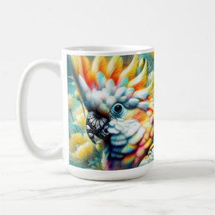 Caneca De Café Papagaios Amarelos de Aves Cockatoas Floral