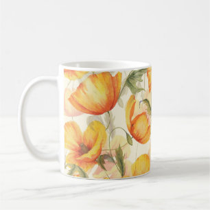 Caneca De Café Papagaios amarelos: padrão de aquarela desenhado à