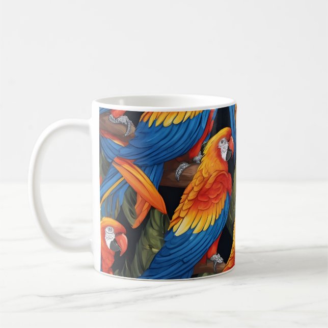 Caneca De Café Papagaios Coloridos (Esquerda)