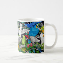 Caneca De Café Papagaios coloridos do animal de estimação da