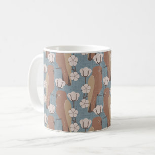 Caneca De Café Papagaios e flor de algodão