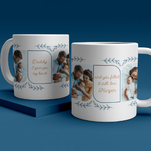 Caneca De Café Papai 3 Foto Vertical Palavras de Amor Botânico