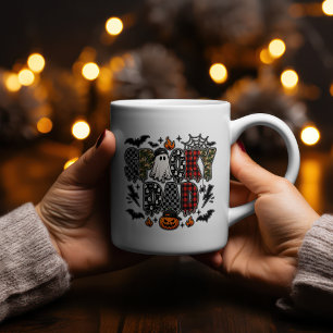 Caneca De Café Papai Assustador de Halloween Camuflado Xadrez M
