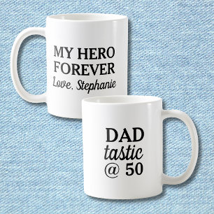 Caneca De Café Papai Fantástico @50 Herói Para Sempre Aniversário