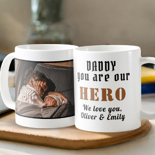 Caneca De Café Papai Herói Dia dos Pais Foto da Família
