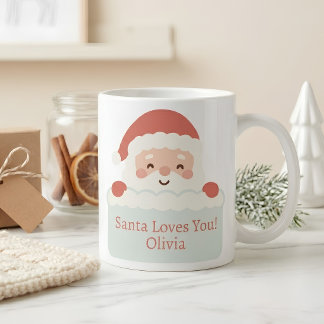 Caneca De Café Papai Noel Adorável Ama Você Personalizado Nome de