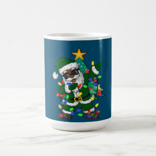Caneca De Café Papai Noel Afro-Americano Feio Natal Pajama