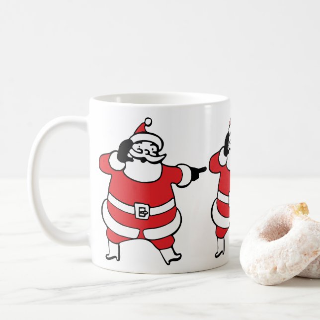 Caneca De Café Papai Noel alegre chamando as renas no Natal (Com Donut)