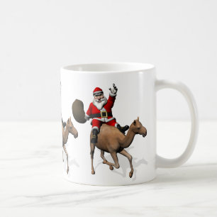 Caneca De Café Papai Noel Andando Um Camelo