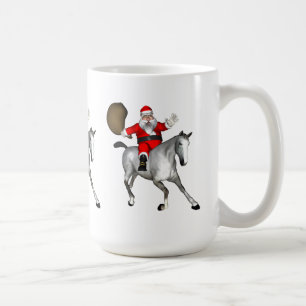 Caneca De Café Papai Noel Andando Um Cavalo De Cinza