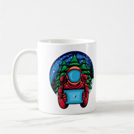 Caneca De Café Papai Noel Astronauta Com Mesa