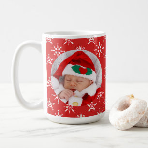 Caneca De Café Papai Noel Bebê com Foto Personalizada e Flocos de