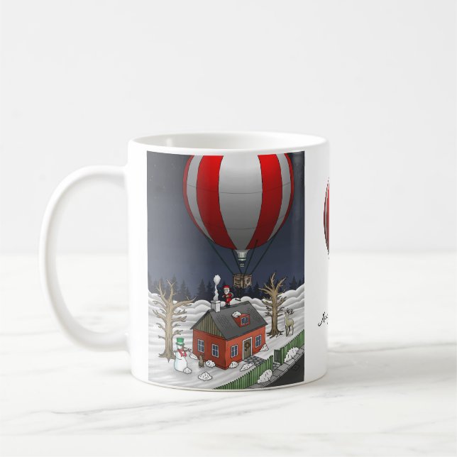 Caneca De Café Papai Noel chegou de balão (Esquerda)