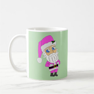 Caneca De Café Papai Noel Chibi terno rosa