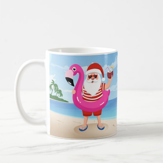 Caneca De Café Papai Noel com anel inflável flamingo (Esquerda)