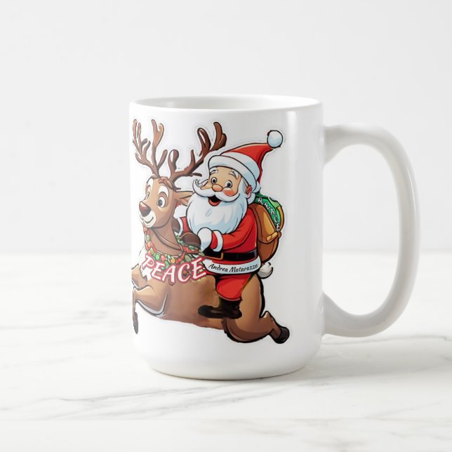 Caneca De Café Papai Noel com Presentes de Paz (Direita)
