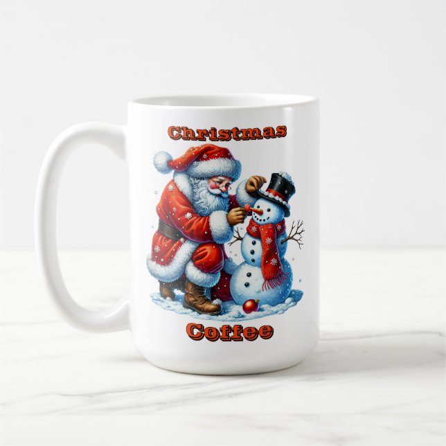 Caneca De Café Papai Noel constrói neve na Wonderland de inverno (Esquerda)