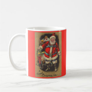 Caneca De Café Papai Noel de 1915 com seu trenó e brinquedos A Ha