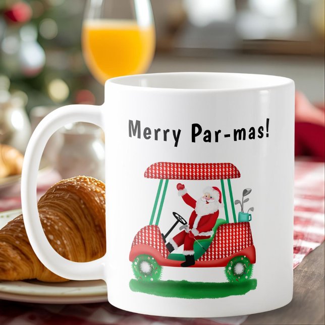 Caneca De Café Papai Noel de carrinho de golfe de Natal (Criador carregado)