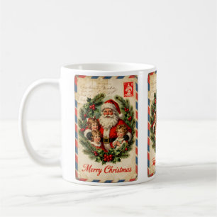 Caneca De Café Papai Noel de correio aéreo vintage crianças