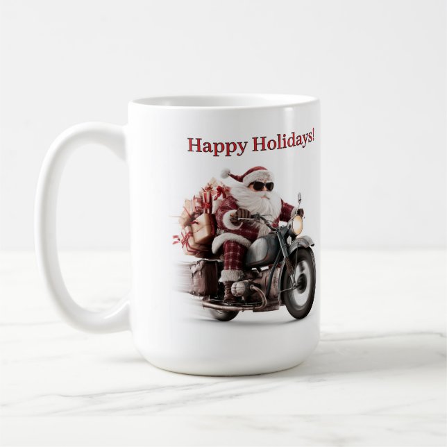 Caneca De Café Papai Noel de Motoqueiro Café de Natal (Esquerda)