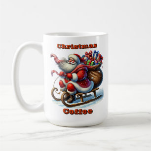 Caneca De Café Papai Noel Dirige Joyfull Um Leigh Com Presentes