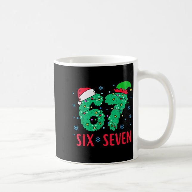 Caneca De Café Papai Noel Diz Seis Sete 67 Meme Natal Feriado 6 7 (Direita)