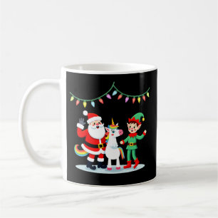 Caneca De Café Papai Noel Duende Unicórnio Dançando Natal Criança
