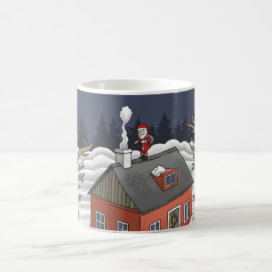 Caneca De Café Papai Noel e a pequena casa vermelha