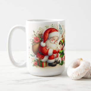 Caneca De Café Papai Noel e Elfo 1 