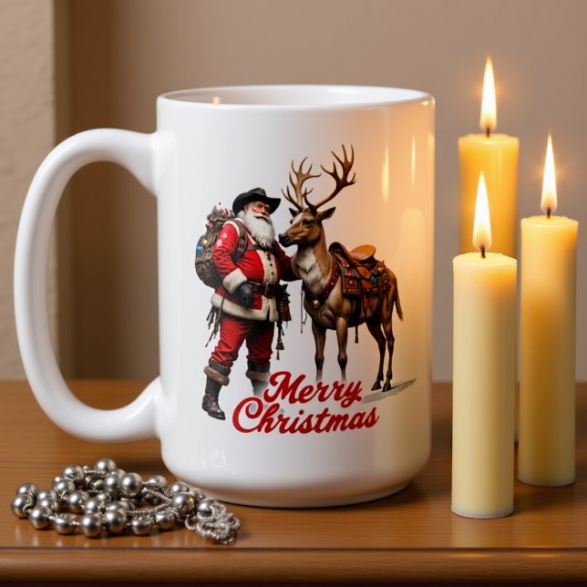 Caneca De Café Papai Noel e Rena de Trilha (Criador carregado)