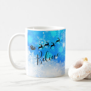 Caneca De Café Papai Noel e sua Reindeer Voadora - Acredite