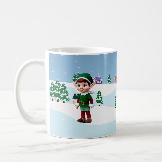 Caneca De Café Papai noel Elf Christmas Mug (Esquerda)
