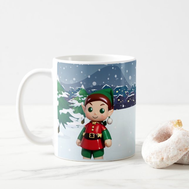 Caneca De Café Papai noel Elf Christmas Mug (Com Donut)
