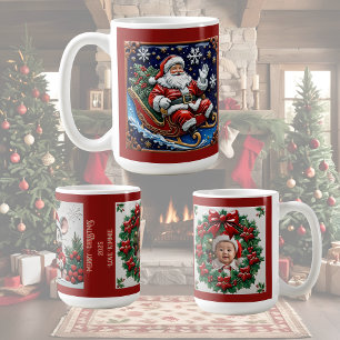 Caneca De Café Papai Noel em seu Trenó Personalizável