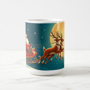 Caneca De Café Papai Noel em trenó com renas