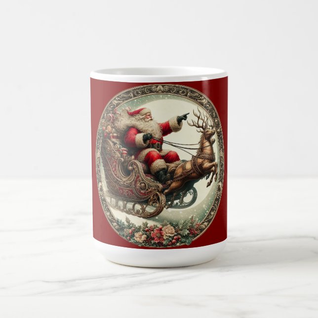 Caneca De Café Papai Noel em trenó e renas (Centro)