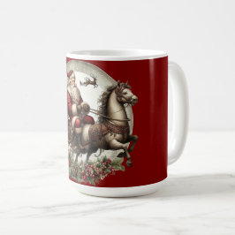 Caneca De Café Papai Noel em um trenó e um cavalo