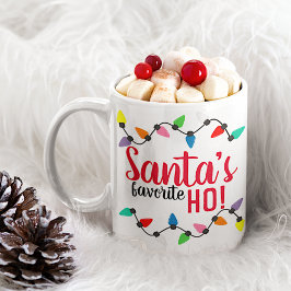 Caneca De Café Papai Noel engraçado ajudante luzes de Natal em co